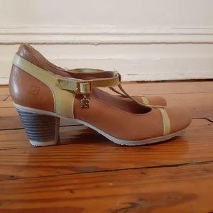 Light orange and yellow leather shoe